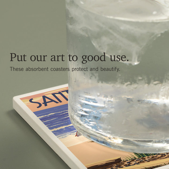 Santa Barbara, California, Woody on Beach, Coasters Coasters Lantern Press