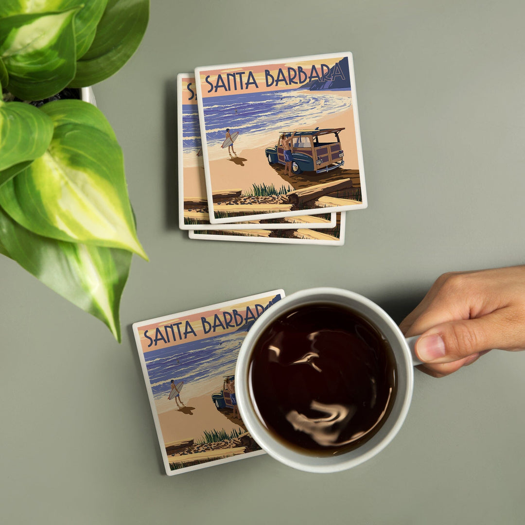 Santa Barbara, California, Woody on Beach, Coasters Coasters Lantern Press