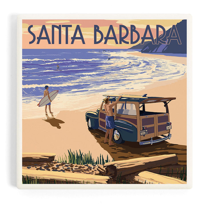 Santa Barbara, California, Woody on Beach, Coasters Coasters Lantern Press Coaster