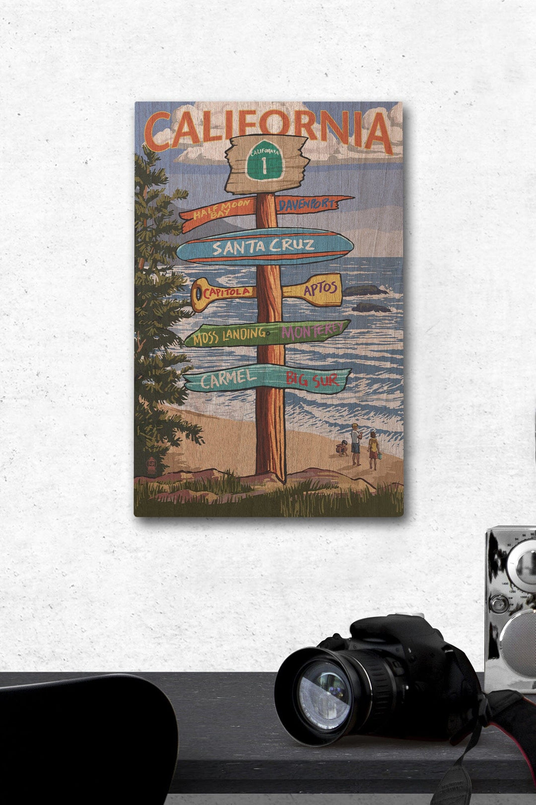 Santa Cruz, California, Destinations Sign, Lantern Press Artwork, Wood Signs and Postcards Wood Lantern Press 12 x 18 Wood Gallery Print