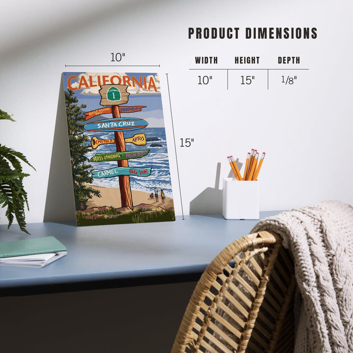 Santa Cruz, California, Destinations Sign, Lantern Press Artwork, Wood Signs and Postcards Wood Lantern Press