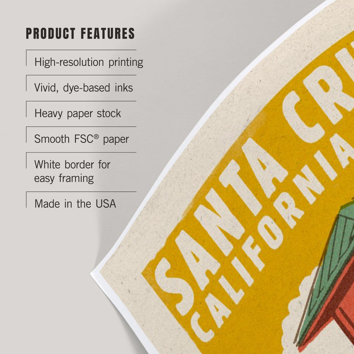 Santa Cruz, California, Lifeguard Tower, Woodblock, Art & Giclee Prints Art Lantern Press