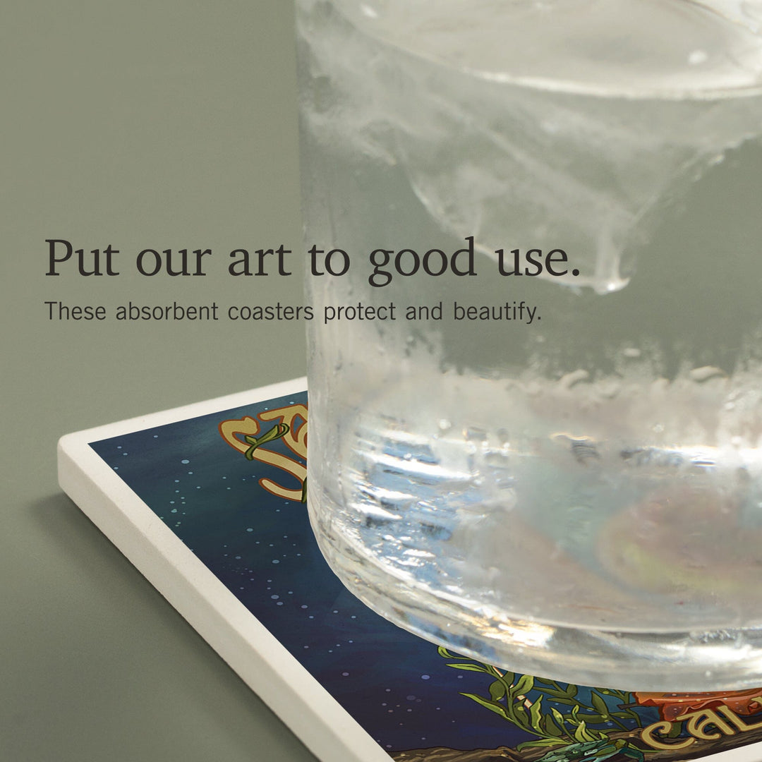 Santa Cruz, California, Mermaid, Coasters Coasters Lantern Press