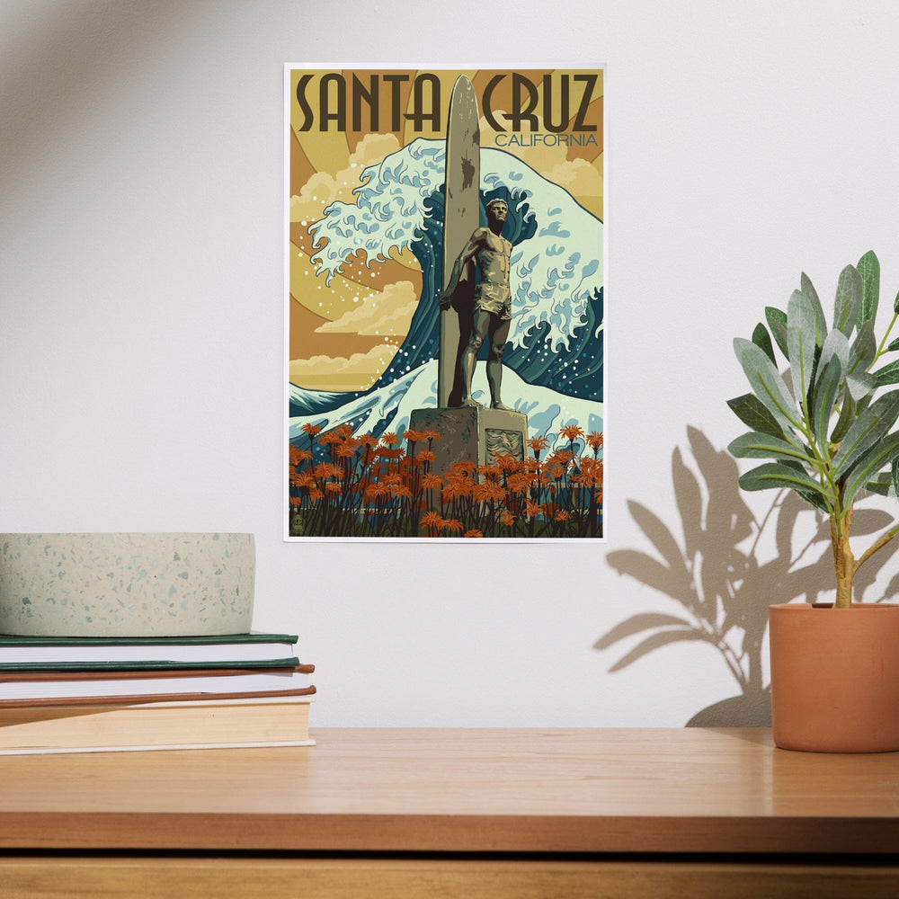Santa Cruz, California, Surfer Statue, Art & Giclee Prints Art Lantern Press