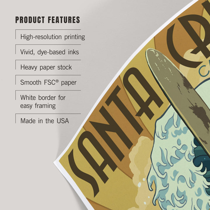 Santa Cruz, California, Surfer Statue, Art & Giclee Prints Art Lantern Press