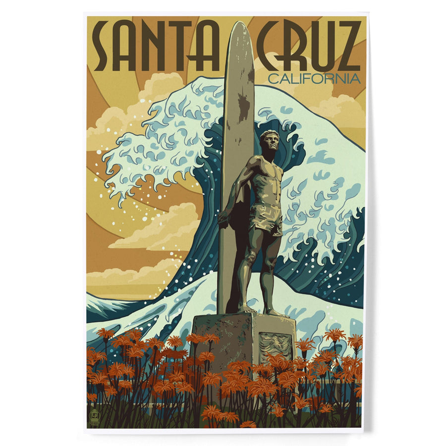 Santa Cruz, California, Surfer Statue, Art & Giclee Prints Art Lantern Press