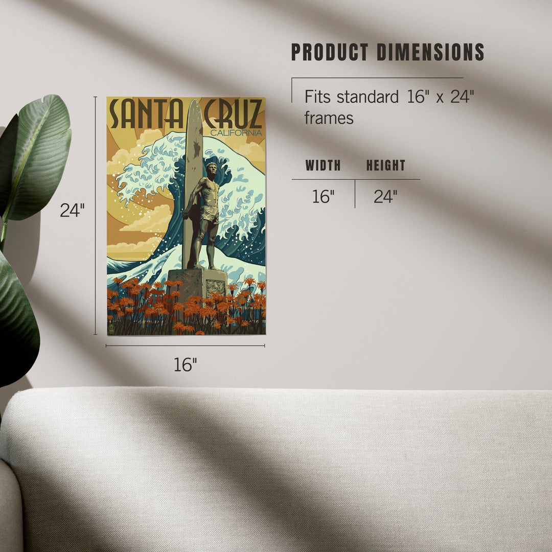Santa Cruz, California, Surfer Statue, Art & Giclee Prints Art Lantern Press