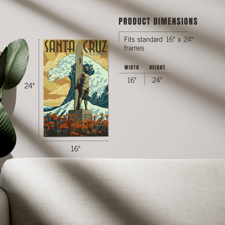 Santa Cruz, California, Surfer Statue, Art & Giclee Prints Art Lantern Press