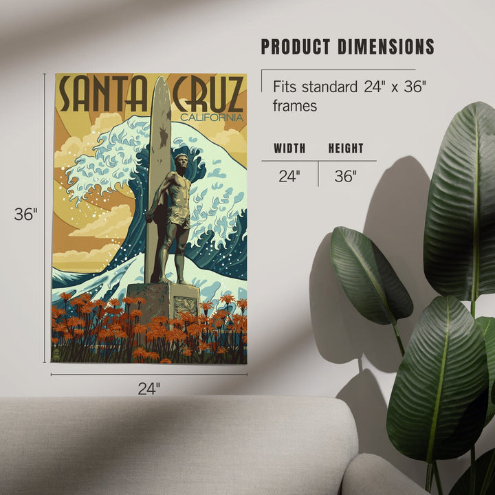 Santa Cruz, California, Surfer Statue, Art & Giclee Prints Art Lantern Press