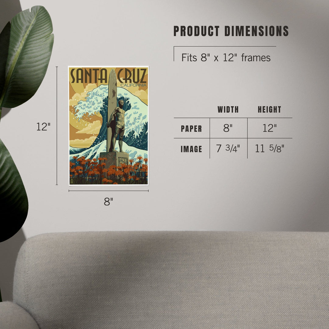 Santa Cruz, California, Surfer Statue, Art & Giclee Prints Art Lantern Press