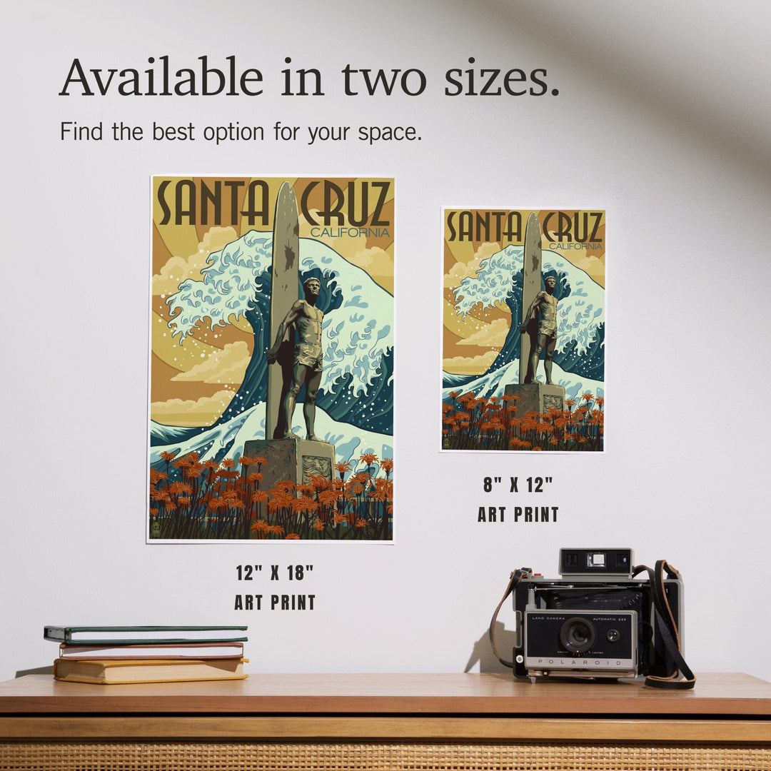 Santa Cruz, California, Surfer Statue, Art & Giclee Prints Art Lantern Press