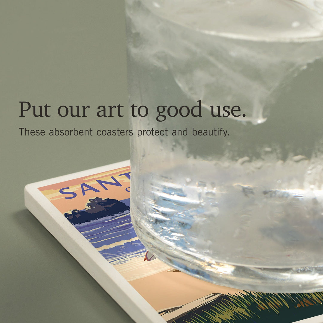 Santa Cruz, California, Woody on Beach, Coasters Coasters Lantern Press