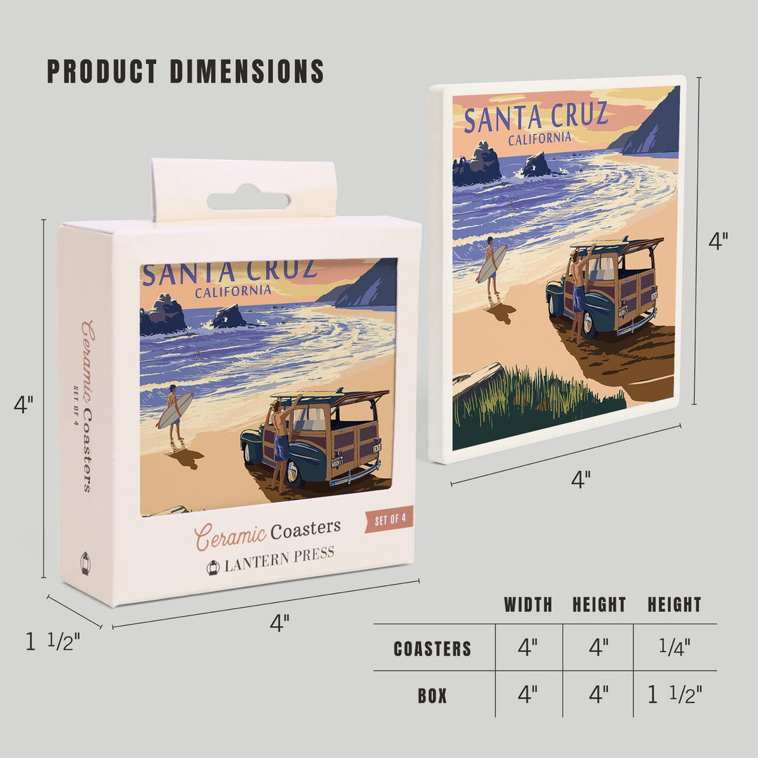 Santa Cruz, California, Woody on Beach, Coasters Coasters Lantern Press