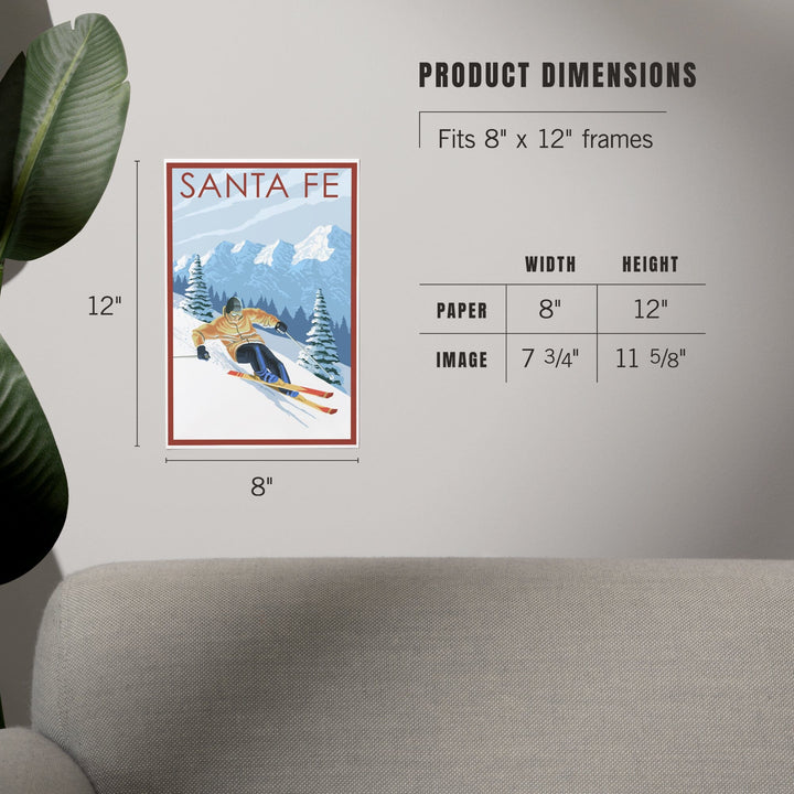 Santa Fe, New Mexico, Downhill Skier, Art & Giclee Prints Art Lantern Press