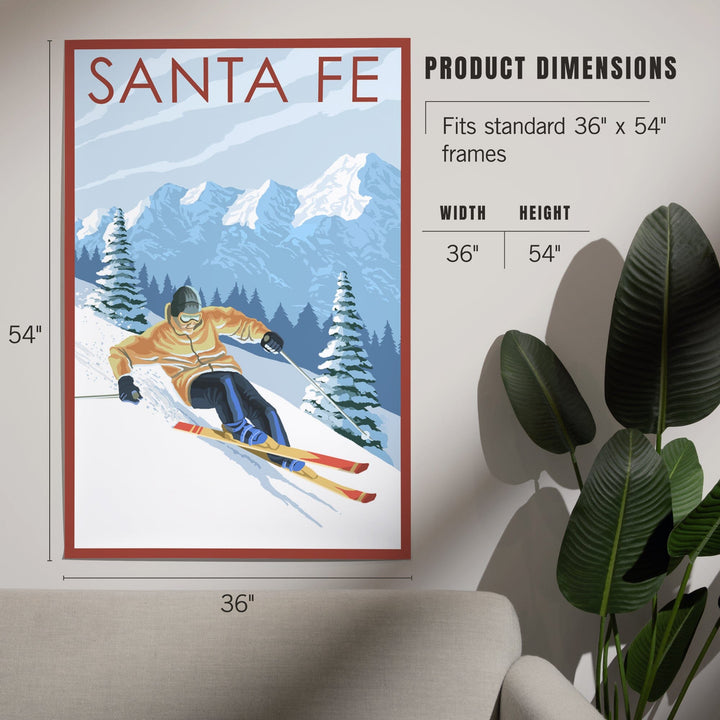 Santa Fe, New Mexico, Downhill Skier, Art & Giclee Prints Art Lantern Press