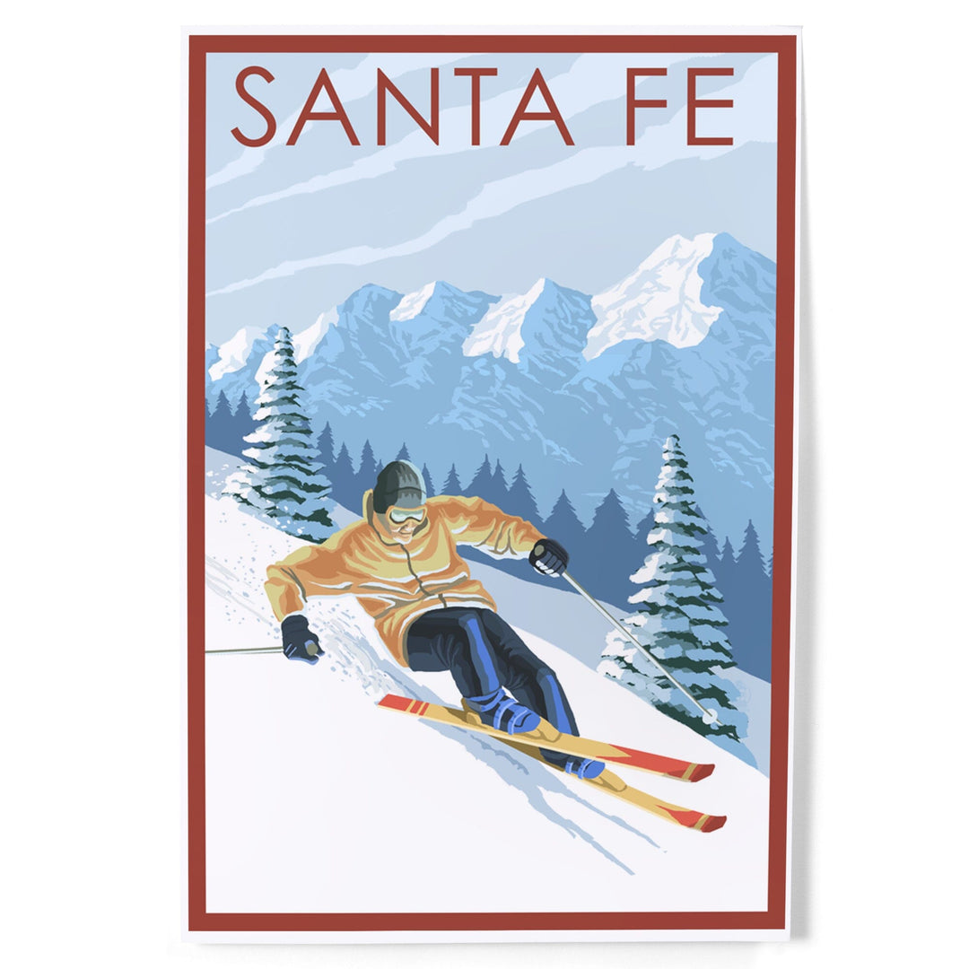 Santa Fe, New Mexico, Downhill Skier, Art & Giclee Prints Art Lantern Press