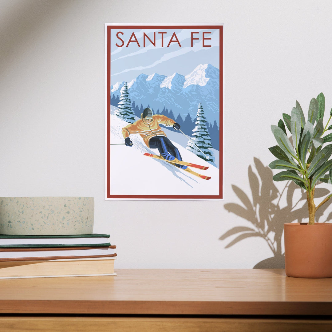 Santa Fe, New Mexico, Downhill Skier, Art & Giclee Prints Art Lantern Press