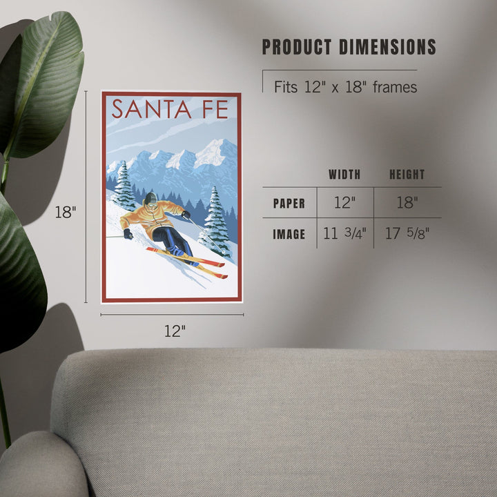 Santa Fe, New Mexico, Downhill Skier, Art & Giclee Prints Art Lantern Press
