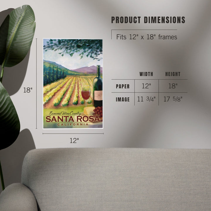 Santa Rosa, California, Sonoma County Wine Country, Art & Giclee Prints Art Lantern Press