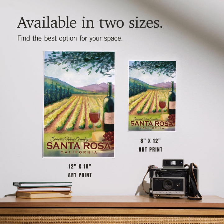 Santa Rosa, California, Sonoma County Wine Country, Art & Giclee Prints Art Lantern Press