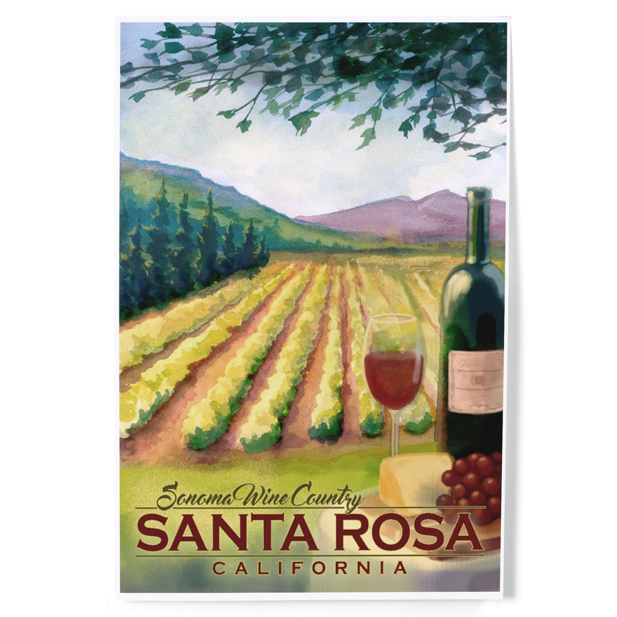 Santa Rosa, California, Sonoma County Wine Country, Art & Giclee Prints Art Lantern Press