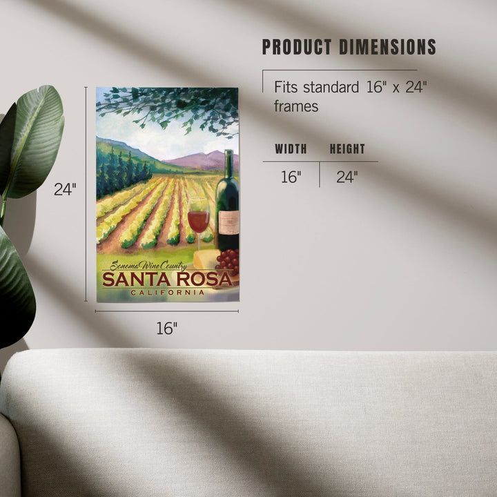 Santa Rosa, California, Sonoma County Wine Country, Art & Giclee Prints Art Lantern Press