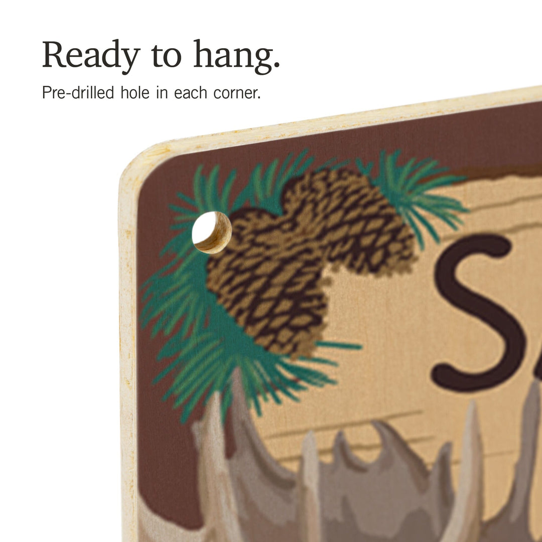 Saranac Lake, New York, Adirondacks Canoe Scene, Lantern Press Artwork, Wood Signs and Postcards Wood Lantern Press