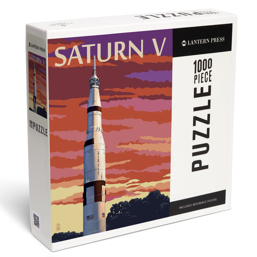 Saturn V and Sunset, Jigsaw Puzzle Puzzle Lantern Press 