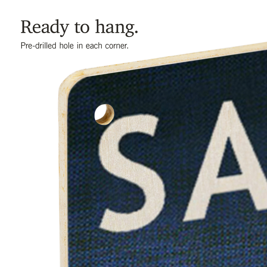 Saugatuck, Michigan, Beach Chair and Ball, Wood Signs and Postcards Wood Lantern Press