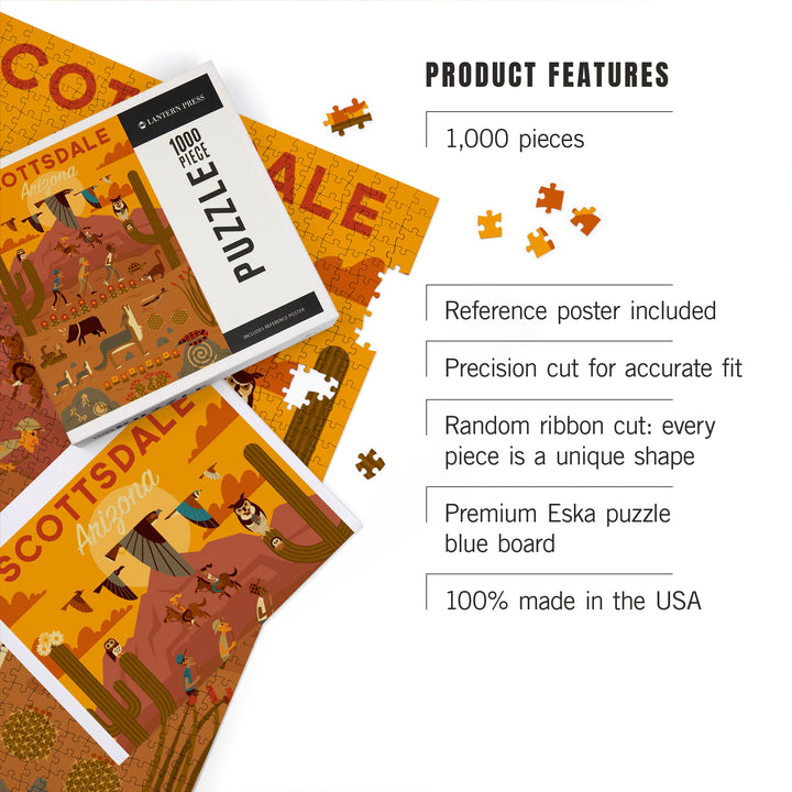 Scottsdale, Arizona, Geometric, Jigsaw Puzzle Puzzle Lantern Press