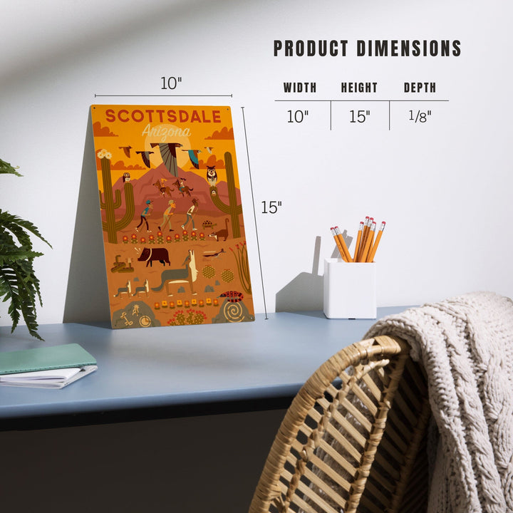 Scottsdale, Arizona, Geometric, Lantern Press Artwork, Lantern Press Artwork, Wood Signs and Postcards Wood Lantern Press