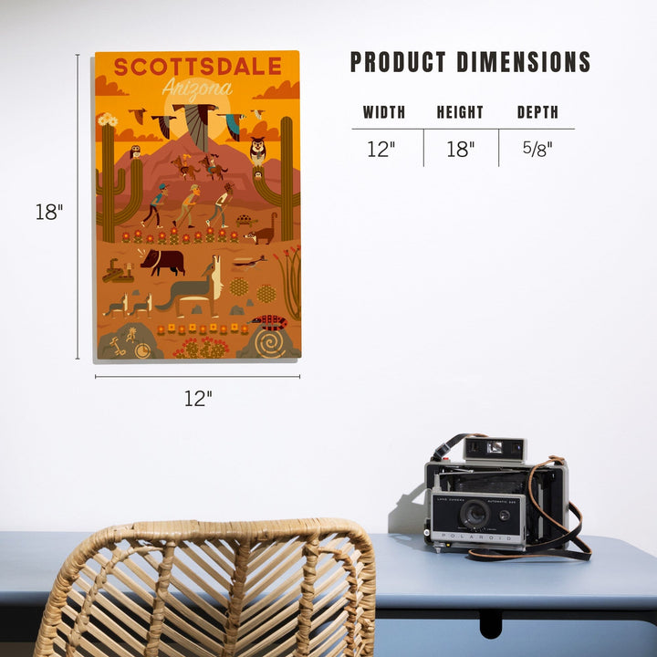 Scottsdale, Arizona, Geometric, Lantern Press Artwork, Lantern Press Artwork, Wood Signs and Postcards Wood Lantern Press