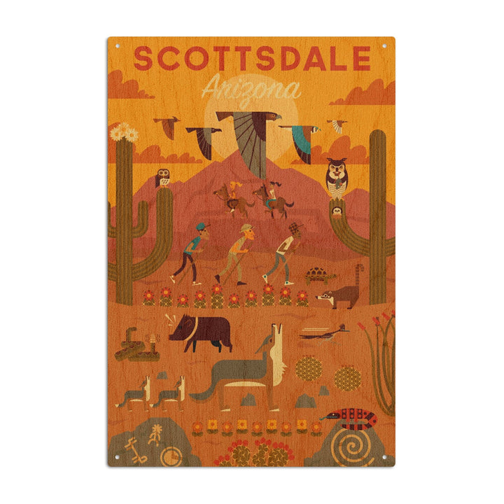Scottsdale, Arizona, Geometric, Lantern Press Artwork, Lantern Press Artwork, Wood Signs and Postcards Wood Lantern Press 6x9 Wood Sign