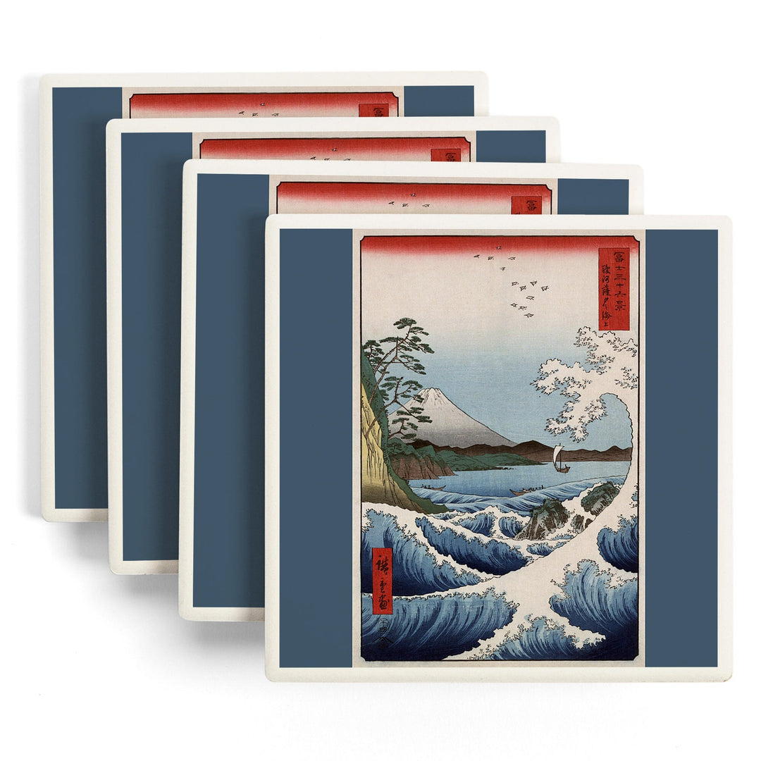 Sea at Satta in Suruga Province, Japanese Wood-Cut, Coasters Coasters Lantern Press