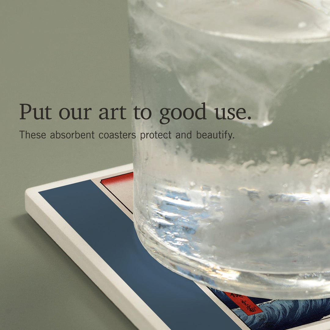 Sea at Satta in Suruga Province, Japanese Wood-Cut, Coasters Coasters Lantern Press