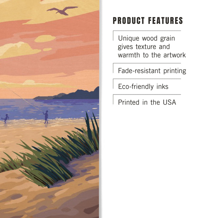 Sea Bright, New Jersey, Painterly, The Beach Is Calling, Beach Bikes, Wood Signs and Postcards Wood Lantern Press