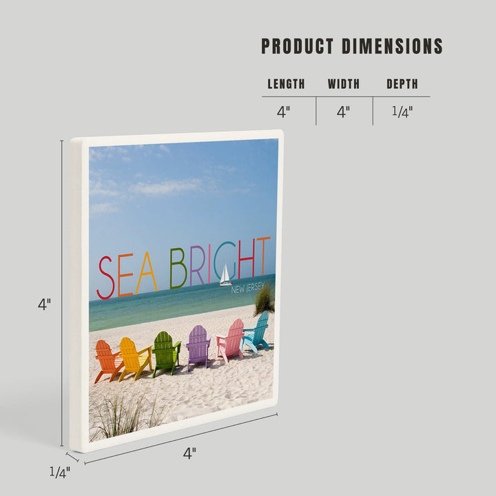 Sea Bright, New Jersey, Photography, Colorful Beach Chairs, Coasters Coasters Lantern Press