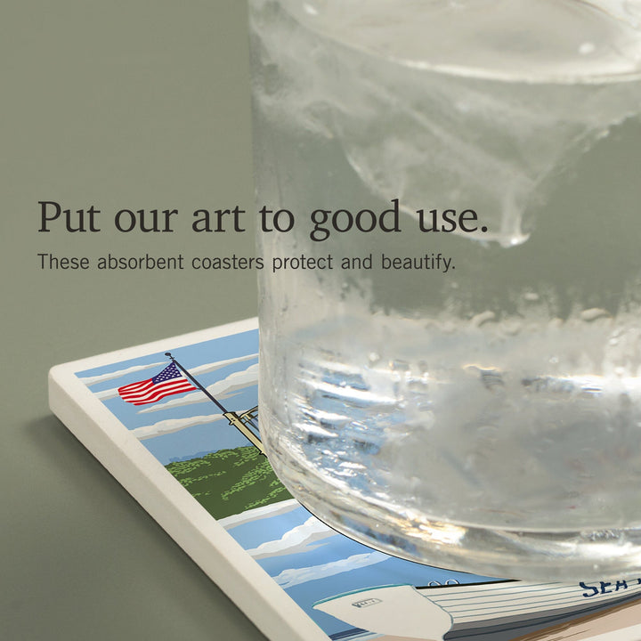 Sea Isle City, New Jersey, Montage, Coasters Coasters Lantern Press