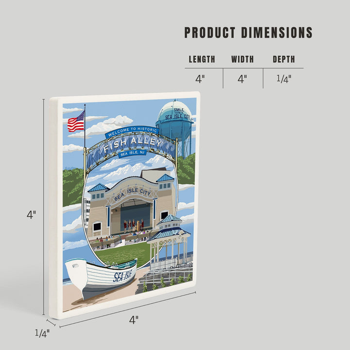 Sea Isle City, New Jersey, Montage, Coasters Coasters Lantern Press