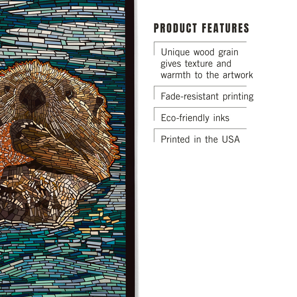 Sea Otter, Paper Mosaic, Lantern Press Artwork, Wood Signs and Postcards Wood Lantern Press
