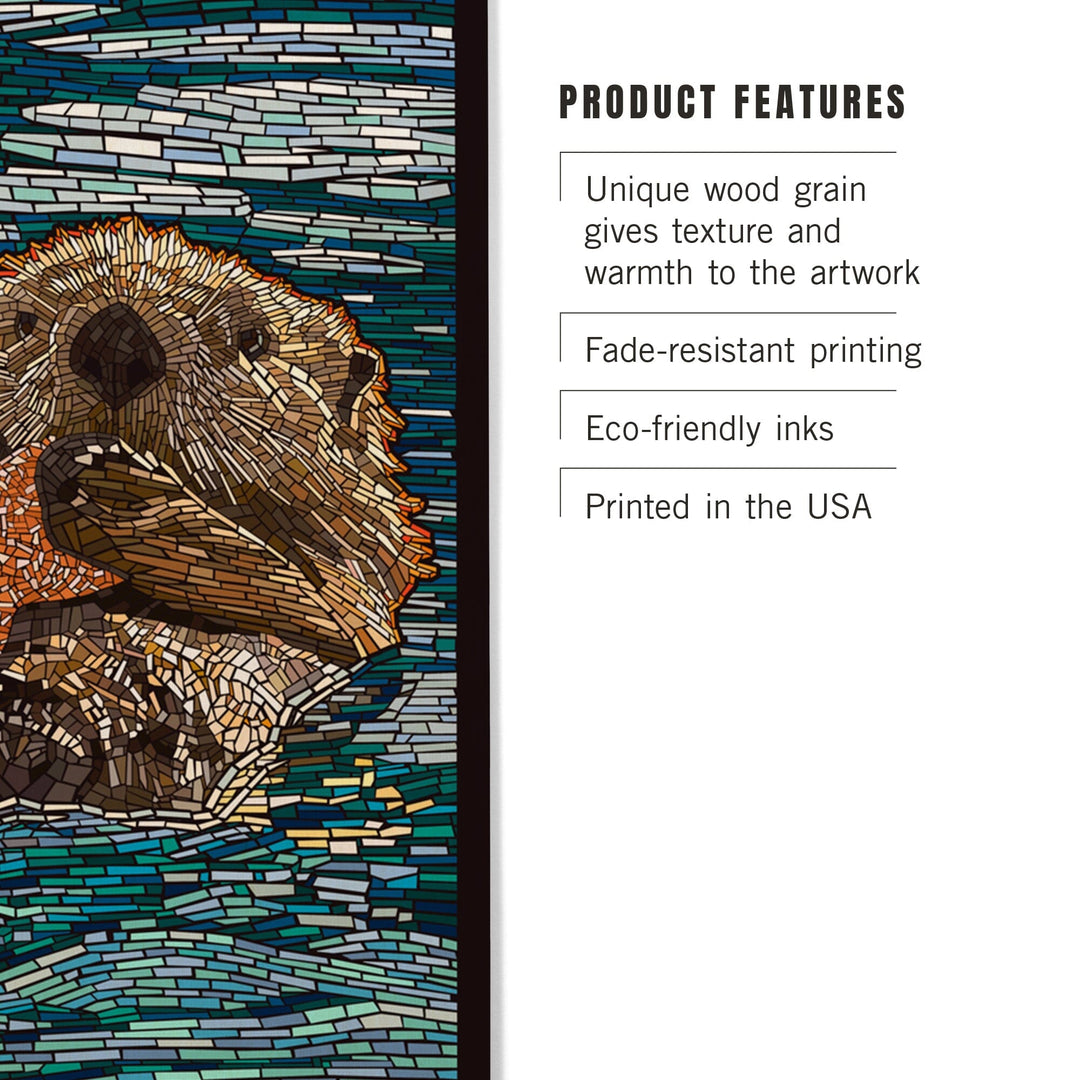 Sea Otter, Paper Mosaic, Lantern Press Artwork, Wood Signs and Postcards Wood Lantern Press