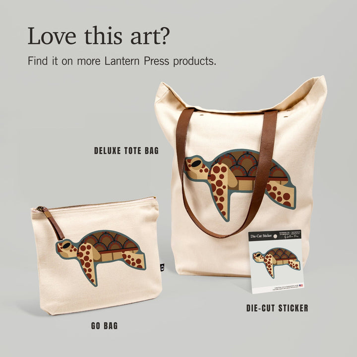 Sea Turtle, Geometric, Contour, Lantern Press Artwork, Vinyl Sticker Sticker Lantern Press