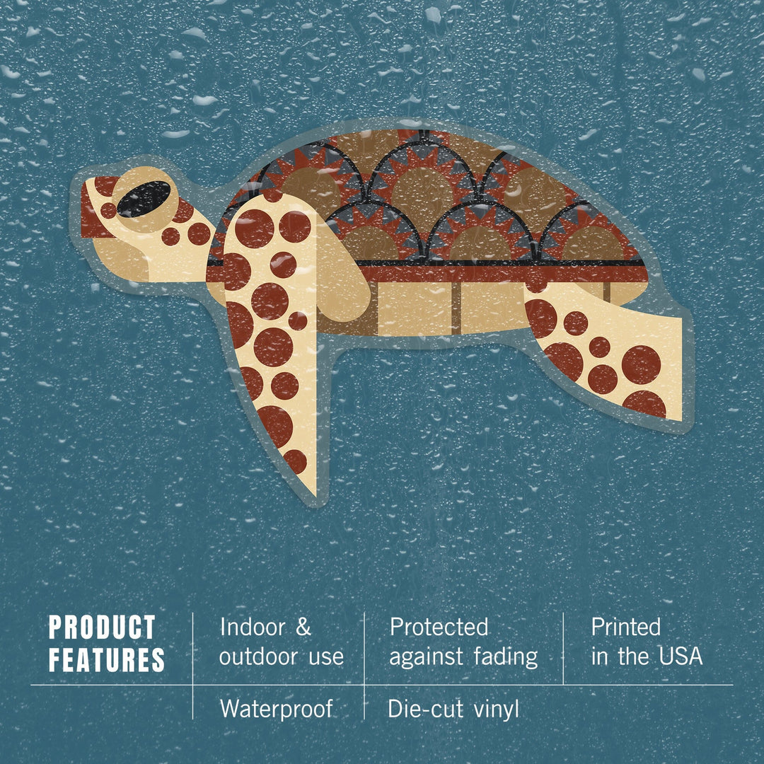 Sea Turtle, Geometric, Contour, Lantern Press Artwork, Vinyl Sticker Sticker Lantern Press