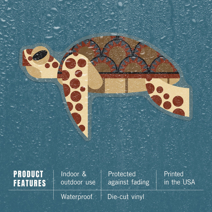 Sea Turtle, Geometric, Contour, Lantern Press Artwork, Vinyl Sticker Sticker Lantern Press