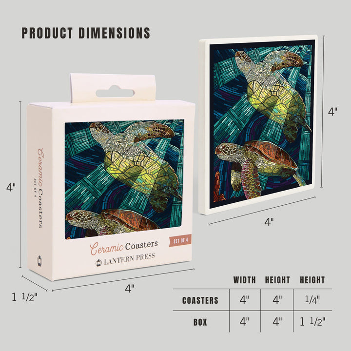 Sea Turtle, Paper Mosaic, Coasters Coasters Lantern Press