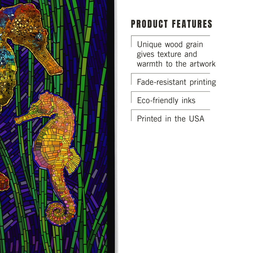 Seahorses, Paper Mosaic, Lantern Press Artwork, Wood Signs and Postcards Wood Lantern Press