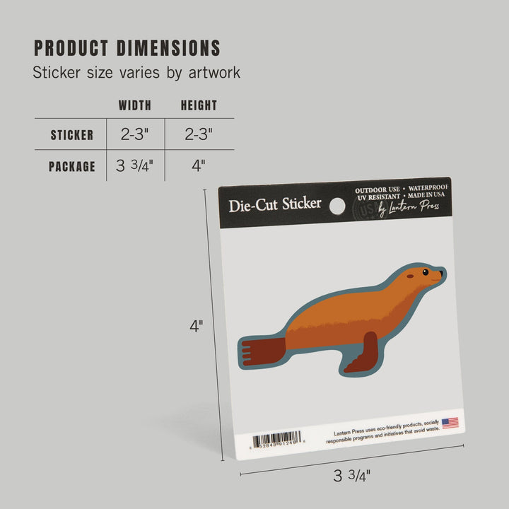 Seal, Light Brown, Geometric, Contour, Lantern Press Artwork, Vinyl Sticker Sticker Lantern Press