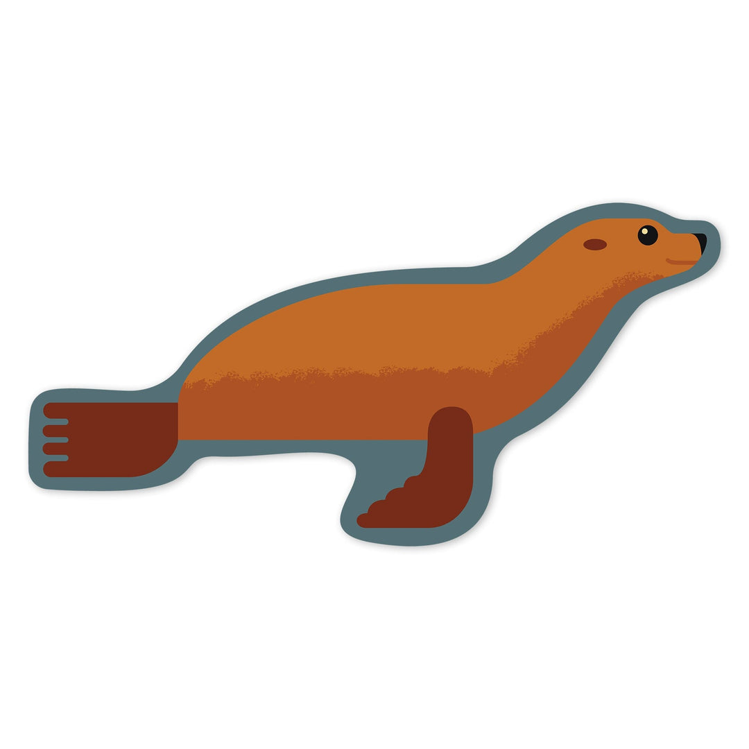 Seal, Light Brown, Geometric, Contour, Lantern Press Artwork, Vinyl Sticker Sticker Lantern Press