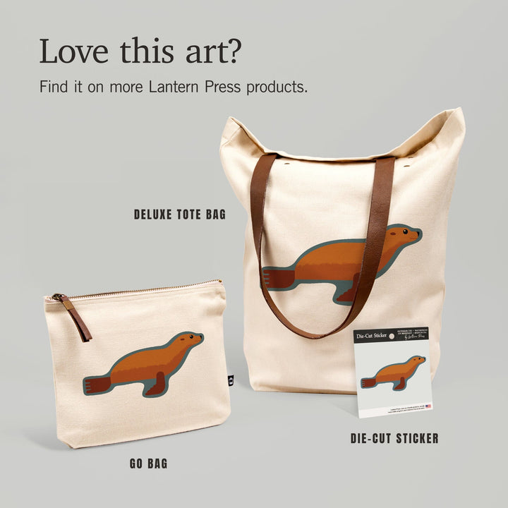 Seal, Light Brown, Geometric, Contour, Lantern Press Artwork, Vinyl Sticker Sticker Lantern Press