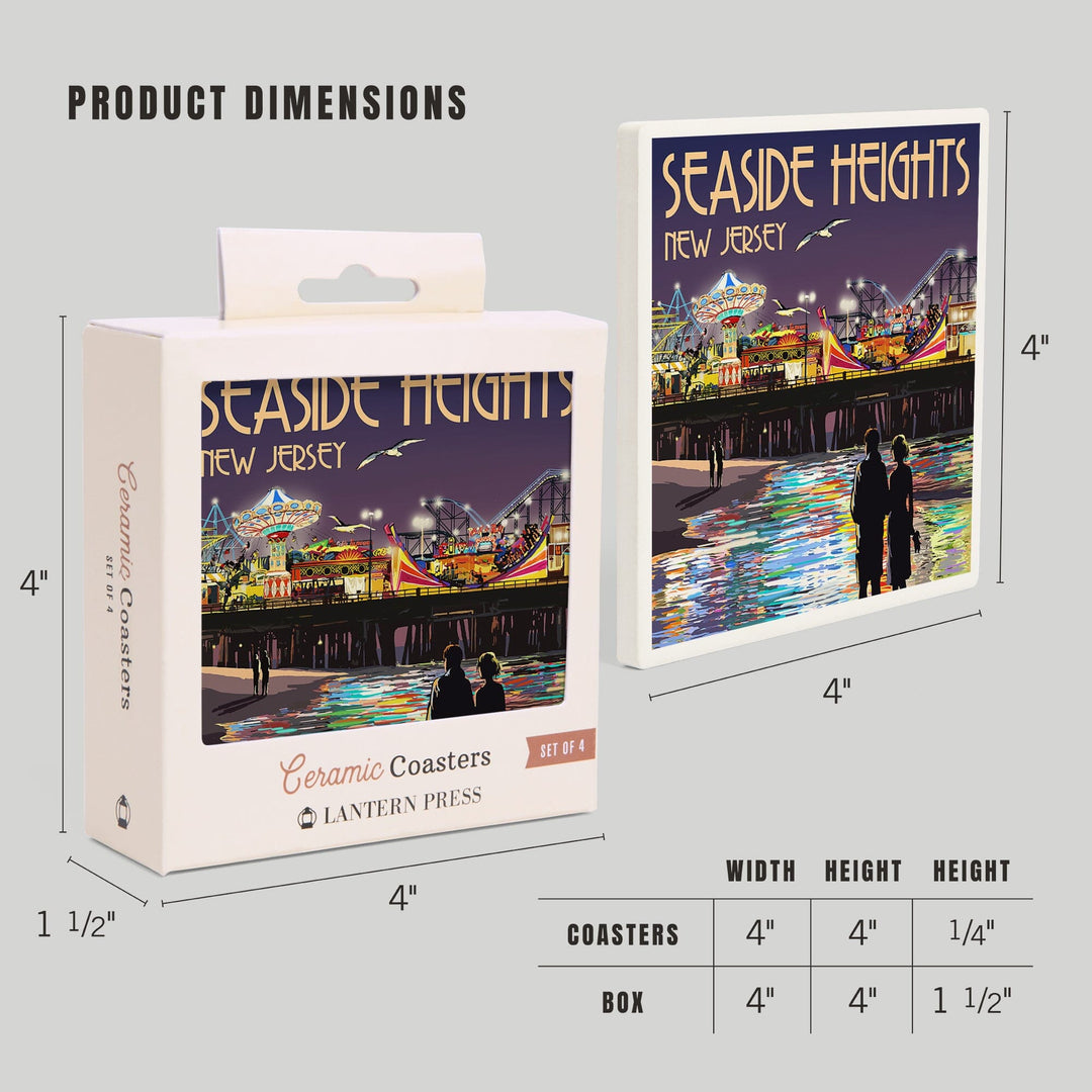 Seaside Heights, New Jersey, Pier at Night, Coasters Coasters Lantern Press